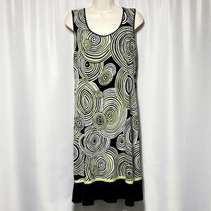 80s Studio I Black & Kiwi Circles Shift Dress Women's (12)
